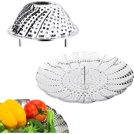 Steamer Panier - Inox Alimentaire - Pliable Rétractable - Compatible Toutes Casseroles - Pour Légumes Fruits - 1 Pièce (1/5)