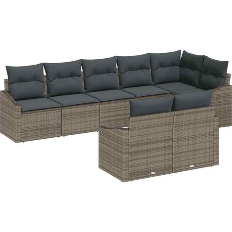 Maison Exclusive - Sofa Set mit Kissen 8 pcs Grau Poly Rattan