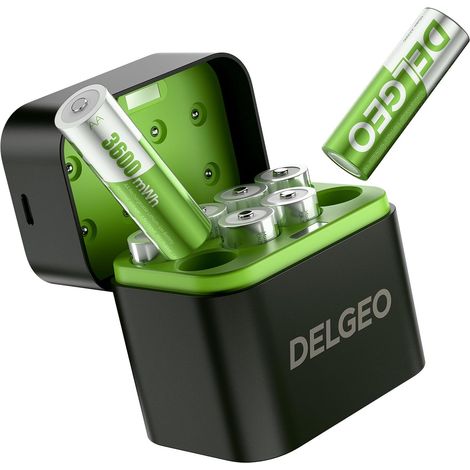3600mWh Pilas Recargables Lithium 1,5V AA 8 Pack avec Chargeur,2000 Cycles Batterie au AA Lithium,1,5V Sortie Constante,Batterie Li-ION Double A Longue Durée de Plus de 2000 Cycles (1/5)
