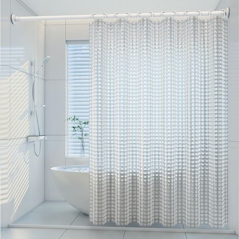 Cortina de ducha de cristal EVA de 150 x 200 cm, transparente 3D, resistente al moho, lavable, con ganchos de plástico.