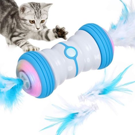 YMYNY Cat Toys, 2021 New Smart Self-Rotating Automatic Cat Toys with Two Speeds, USB Rechargeable and Colorful LED Lights