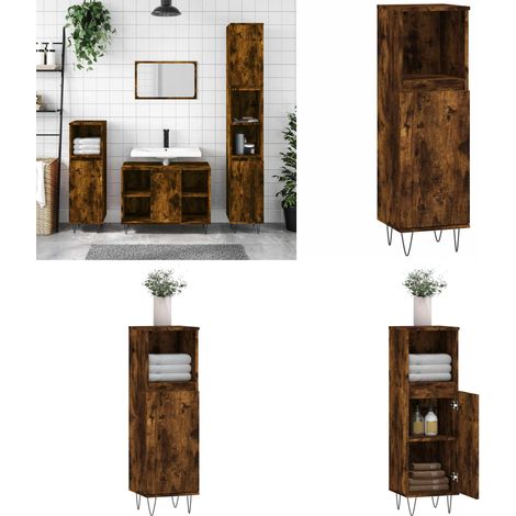Badschrank Räuchereiche 30x30x100 cm Holzwerkstoff - Badeschrank - Badezimmermöbel - Holzwerkstoff - Badschrank Räucherfarben - Industrieller Stil - Home & Living