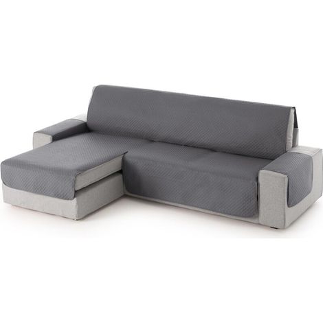 Bardusch-Housse de Canapé d’Angle Gauche avec Accoudoirs 240 cm – Housse Protège-Canapé Réversible Matelassé Grey, Anti-Taches, Lavable, Idéal Animaux, (1/4)
