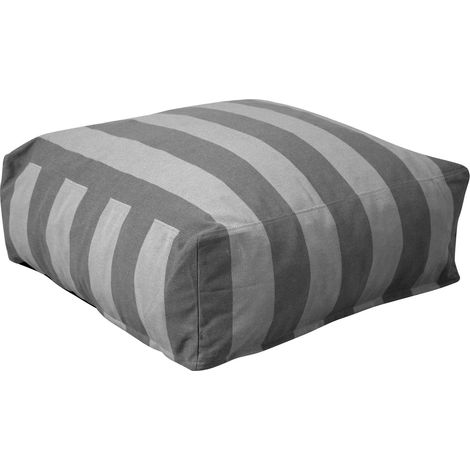 Pouf rayé pour salon de jardin modulable gris anthracite - Mixi (1/5)