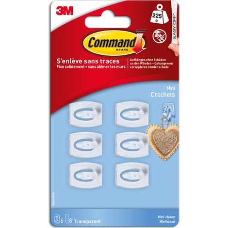 Command™ ganchos adhesivos transparentes pack de 6 (1/5)