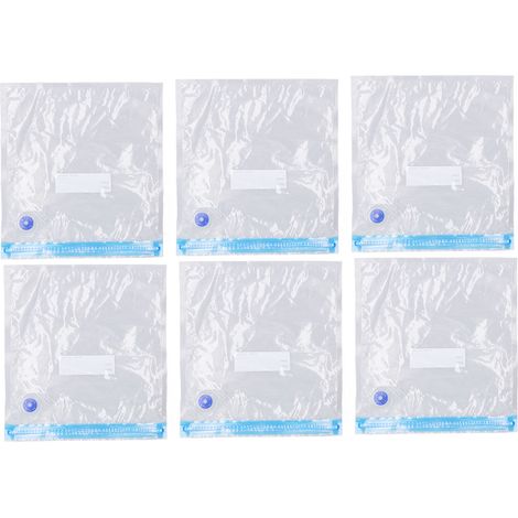Set mit 6 wiederverwendbaren, luftdichten und transparenten Vakuumbeuteln für Kleidung und Lebensmittel, platzsparend, Größe 26x28 cm (10,2x11 Zoll). (1/5)