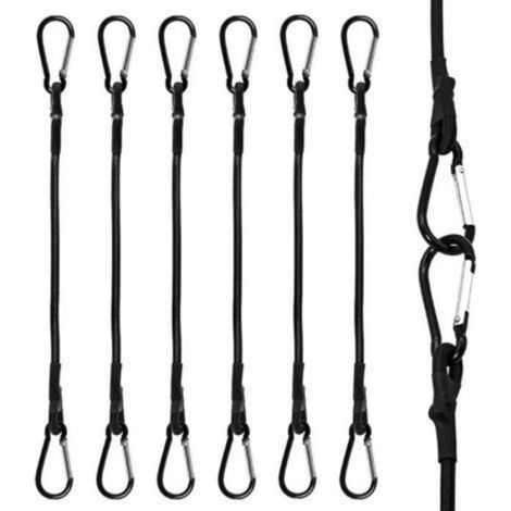 Gummiseile mit Karabinern, 6 Stück robuste Gummiseile, 30 cm lange Gummiseile mit Haken für Camping, Planen (1/5)