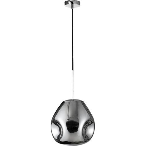 Merano Granby 25cm Suspension Plafonnier Métal Chromé Fait Main Verre Chromé LED E27