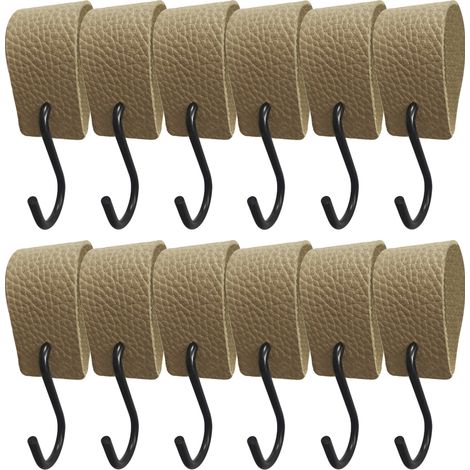 S-Haken mit Lederschlaufe – 10,5 x 2,5 cm – Kleiderhaken, Metzgerhaken, Leder