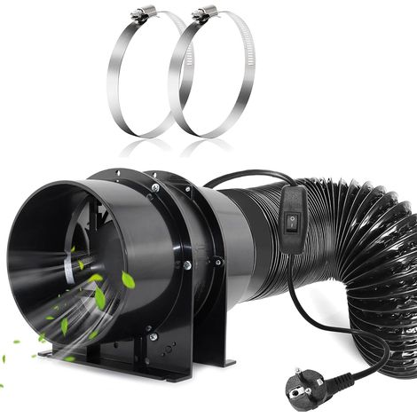 Extracteur d'Air Axial 150mm de Ventilation avec Tuyau 2m, Ventilateur de Conduit pour Bureau Salle de Bain Cuisine Hydroponique (1/5)