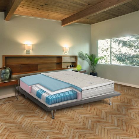 Dmora - Matelas simple Dgambi, Matelas mémoire et ressorts ensachés et ions d'argent, 100% Made in Italy, Anti-acarien et hypoallergénique, Cm 80x190 h37 (1/4)