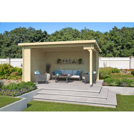 Columbus-Log Cabin, Wooden Garden Room, Timber Summerhouse, Home Office - L435 x W349 x H245.1 cm