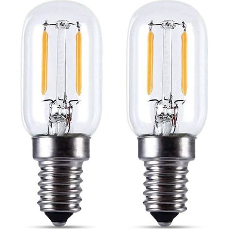 2 x E14 LED-Lampen – 2 W T22 LED-Kühlschranklampe, 200 lm, entspricht 15 W Glühlampe, Warmweiß 2700 K, 230 V, für Kühlschrank/Salzlampe/mit kleiner E14-LED, [Energieklasse A+]