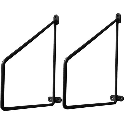 Soporte de estante de acero macizo de 2 piezas, soporte triangular para estante, soporte de pared para tabique divisorio, marco de estante flotante tipo trípode (25 cm, negro)