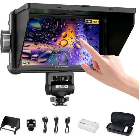 DC-550 Moniteur de Champ de Caméra 3D LUT Field Monitor 1200nits 5,5" Moniteur de caméra DSLR avec Sunshade Hood/Batterie HDR 1920x1080 4K HDMI Moniteur de Caméra LCD