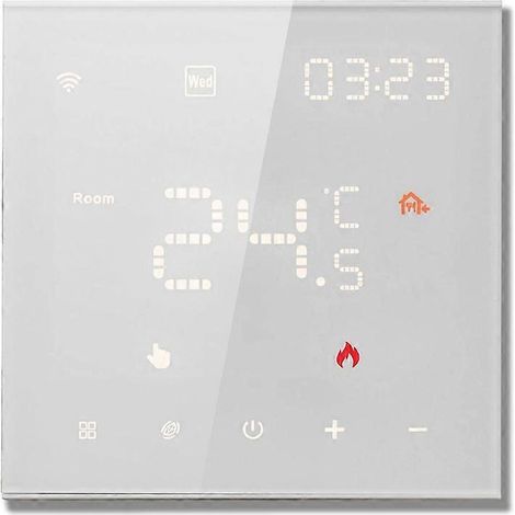 Thermostat intelligent Tuya Wifi pour chauffage au sol, thermostat connecté pour maison connectée, chauffage électrique, commande vocale, écran couleur LED blanc (1/5)