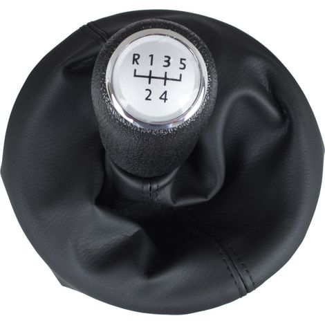 Pomello del cambio + cuffia del cambio argento per VW T5 / T6 03-11, 5 marce (1/5)