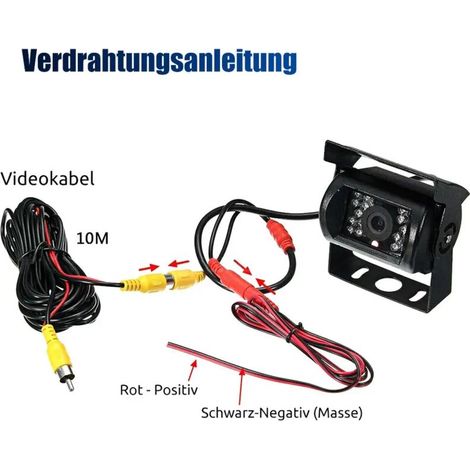 Caméra de Recul Grand Angle avec Vision Nocturne Infrarouge et Câble Vidéo de 10 m - JINFGERNE - Idéale pour Voiture et Camping-Car, Étanche et Facile à Installer