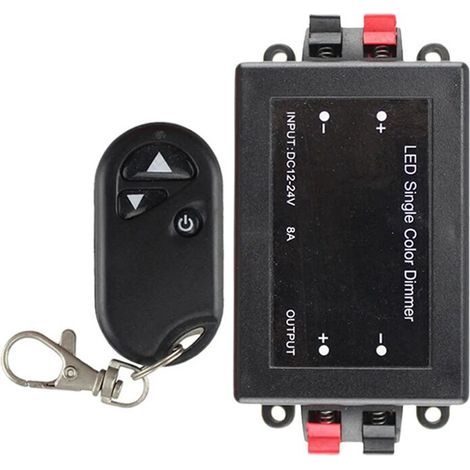 Variateur de Lumière LED Monochrome 8 A 12 V 24 V CC, Contrôleur de Gradation de Signal PWM 1 Canal avec Télécommande à 3 Touches (1/2)