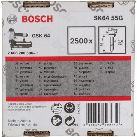 Bosch Senkkopf-Stift SK64 55G 1,6 mm 55 mm verzinkt 2500 Stk
