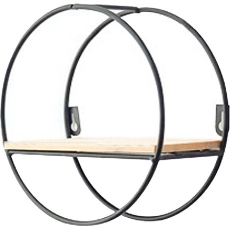 Étagère Murale Flottante - Support Métallique et Plateau en Bois - Pour Salon Chambre Salle de Bain Cuisine - Lot de 1 (1/5)