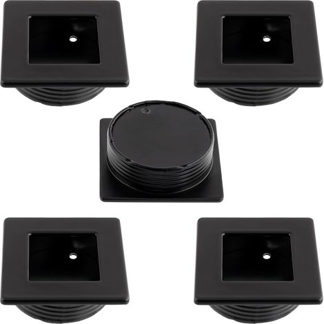 Lot de 5 poignées encastrées carrées 46 x 46 mm Ø 40 mm pour porte coulissante - meuble, armoire, tiroir, intérieur cuisine, salon - plastique (1/4)