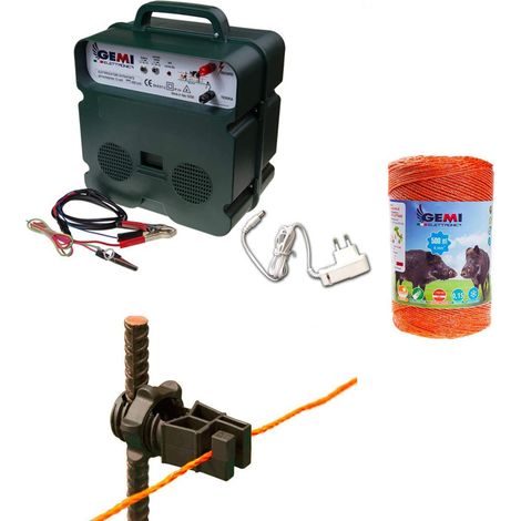Kit Clôture Électrique Double Alimentation 12V/220V avec Fil 500m 6mm² Isolateurs Protection Animaux (1/5)