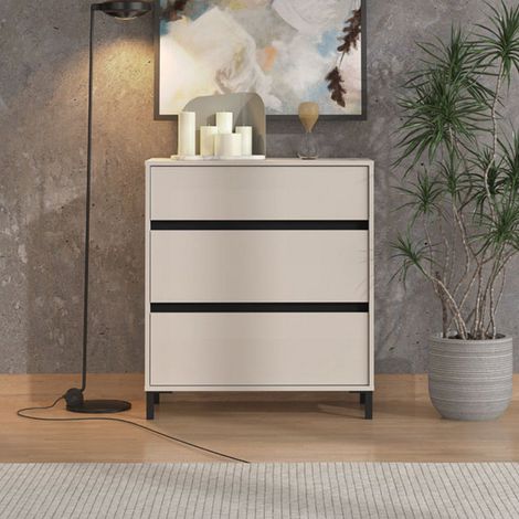 Cassettiera Mapello, 3 Cassetti, Apertura Scorrevole, Chiusura Scorrevole, 80x40x90h cm Beige (1/5)