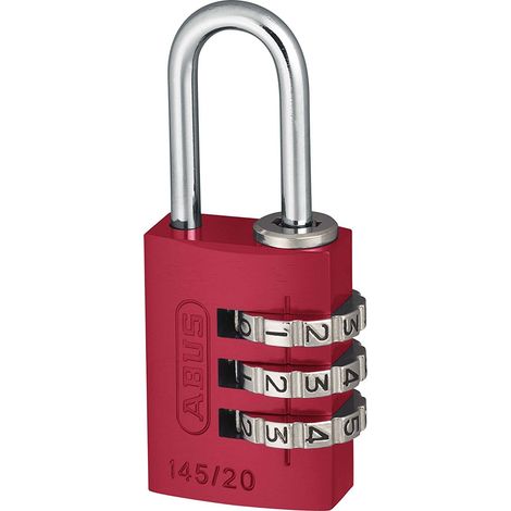ABUS Serratura a combinazione 145/20 rossa - serratura per valigia, serratura per armadietto, ecc. - lucchetto in alluminio - codice numerico regolabile individualmente - ABUS -Livello di sicurezza 3 (1/5)