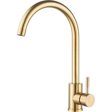 Robinet d'évier de Cuisine Robinet mitigeur d'évier de Cuisine en Or Rose, tréfilage en Acier Inoxydable, Robinet de Cuisine doré, Robinet d'eau Chaude Froide, mitigeur, Accessoires de (1/5)