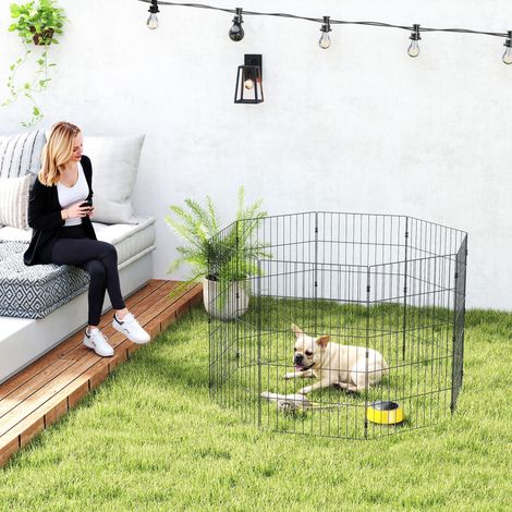 Enclos pour chiens extensible et pliable en métal 50x80 cm, noir