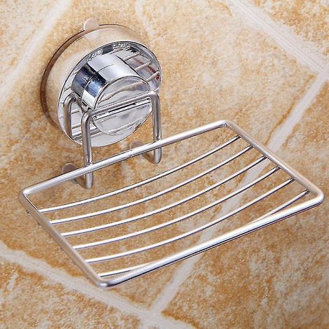 Set aus 2 Seifenschalen mit Saugnapf aus Edelstahl 304, Schwammhalter, robuste Ablageschale, kein Bohren erforderlich, silberfarben