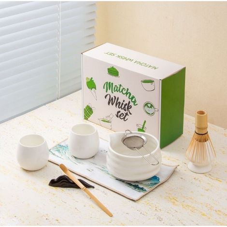 Ensemble Matcha 9 pièces, bol, 2 tasses, fouet, passoire, cuillère et torchon, kit de cérémonie complet (1/4)