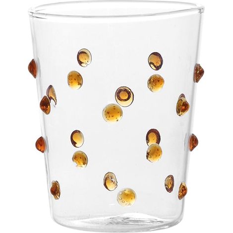 Zafferano Lot de 6 Verres Party Tumbler Junior en Verre Borosilicate Couleur Jaune Or, Design Artisanal à Pois pour Service de Liqueurs ou Sauces