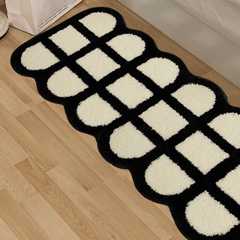 Tapis vintage à carreaux noirs et blancs, imperméable et antitache, pour la maison, type 3, 40 x 120 cm (1/5)