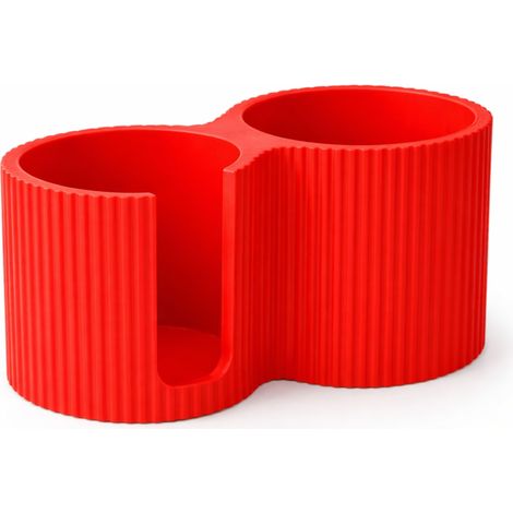 Organizer da bagno rosso per dischetti cosmetici e cotton fioc (1/3)