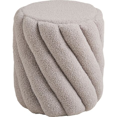 Sana - Pouf rotondo in teddy grigio ø38x40 cm