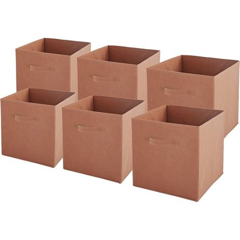 Lot de 6 paniers pliables en tissu terracotta 31 x 31 x 31 cm