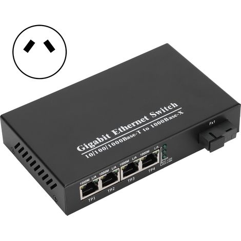 TBC-MC3714ES20A 4-Port Gigabit-Ethernet-Switch, Plug & Play, robustes Design für Computernetzwerke, 100–240 V AC-Netzteil