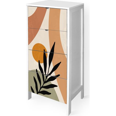 Lupia - Cassettiera Mobile Italy, Stile Minimal in Legno, 4 Cassetti, Stampa ESTHETIC-B, Adatta a Ogni Stanza, 39x29xH78 cm, organizer Colore Bianco decorato (1/4)