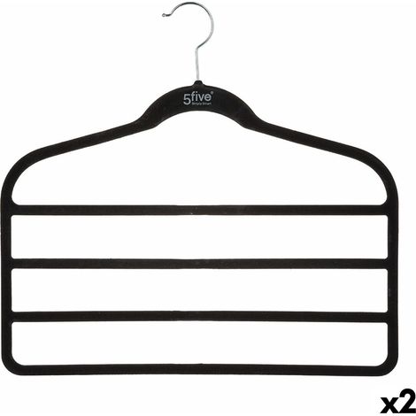 Lot de 2 Cintres 4 pantalons avec revêtement anti glisse en feutrine - Five (1/5)