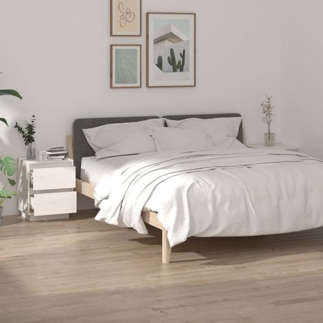 Bedside Cabinets 2 pcs White 40x35x50 cm Solid Wood Pine vidaXL (1/5)