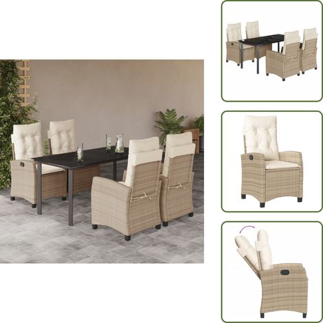 Cuscini da seduta - vidaXL Set da Pranzo da Giardino 5 pz con Cuscini Beige in Polyrattan - Cuscini sfoderabili