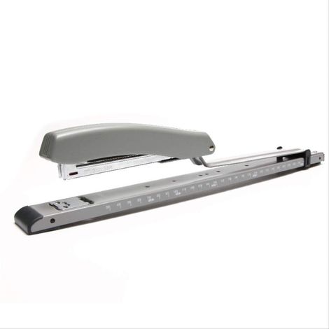 Agrafeuse à bras long d'une portée de 300 mm pour 20 feuilles, robuste, pour la maison, le bureau, la papeterie, les loisirs créatifs et l'école, blanche (1/5)
