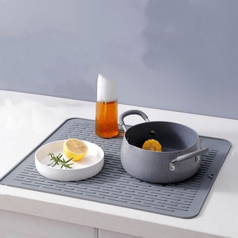 Tapis de séchage en silicone,Tapis de Séchage Vaisselle en Silicone,40 x 30CM Résistant à la Chaleur et antidérapant,Tapis (1/4)