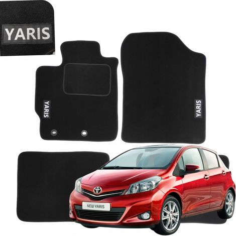 Velours-Fußmatten für Toyota Yaris III 2011-2019, Samt-Fußmatten, Stickerei B