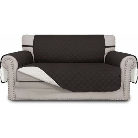 Double-Sided Sofa Cover, Waterproof Sofa Slipcover, Elastic Furniture Protector, Suitable for Pets, Children, Dogs and Cats (Double Sofa, Black) (1/5)