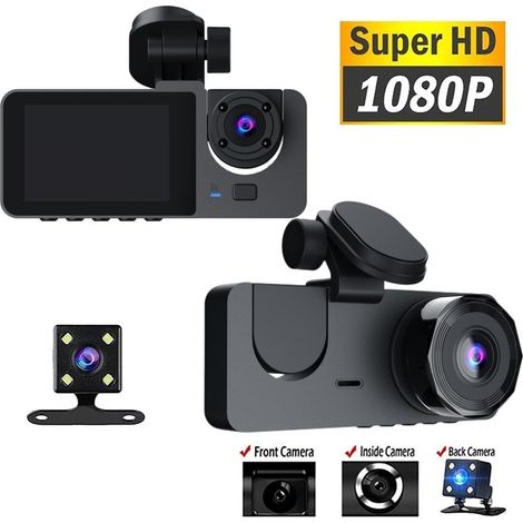 Y15 Hidden Triple-Lens IPS High-Definition Wide-Angle Car DVR - Front + Interior + Reversing Camera (Triple Recording) 1080P Full Set (1/3)