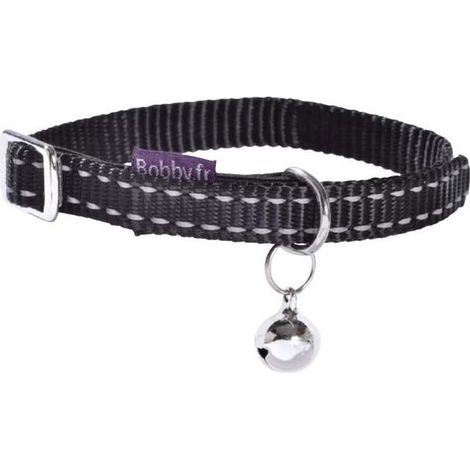 Collare in nylon nero con campanello modello Chat per gatti