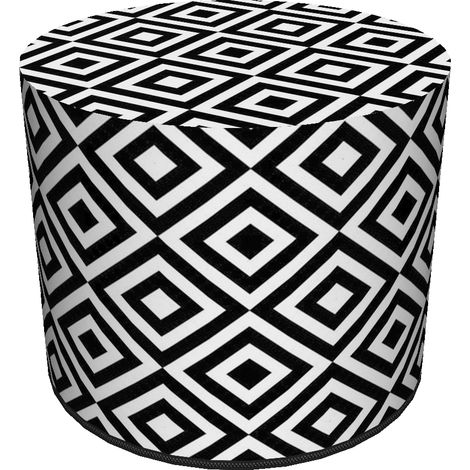Dekorativer Pouf von Bertoni, Rautenmuster – runder Pouf für Wohnzimmer und Flur, 40 cm Durchmesser, elegant, mit Reißverschluss, waschbar (1/5)